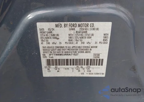 2024 Ford Maverick Lariat from USA, damaged, VIN 3FTTW8M33RRA71527